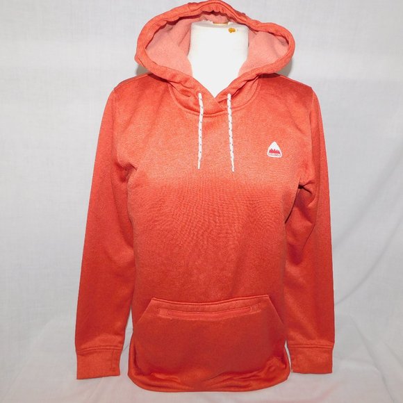 Burton Tops - BURTON Women M OAK LONG Pullover Technical Hoodie Sweatshirt Cranberry Orange